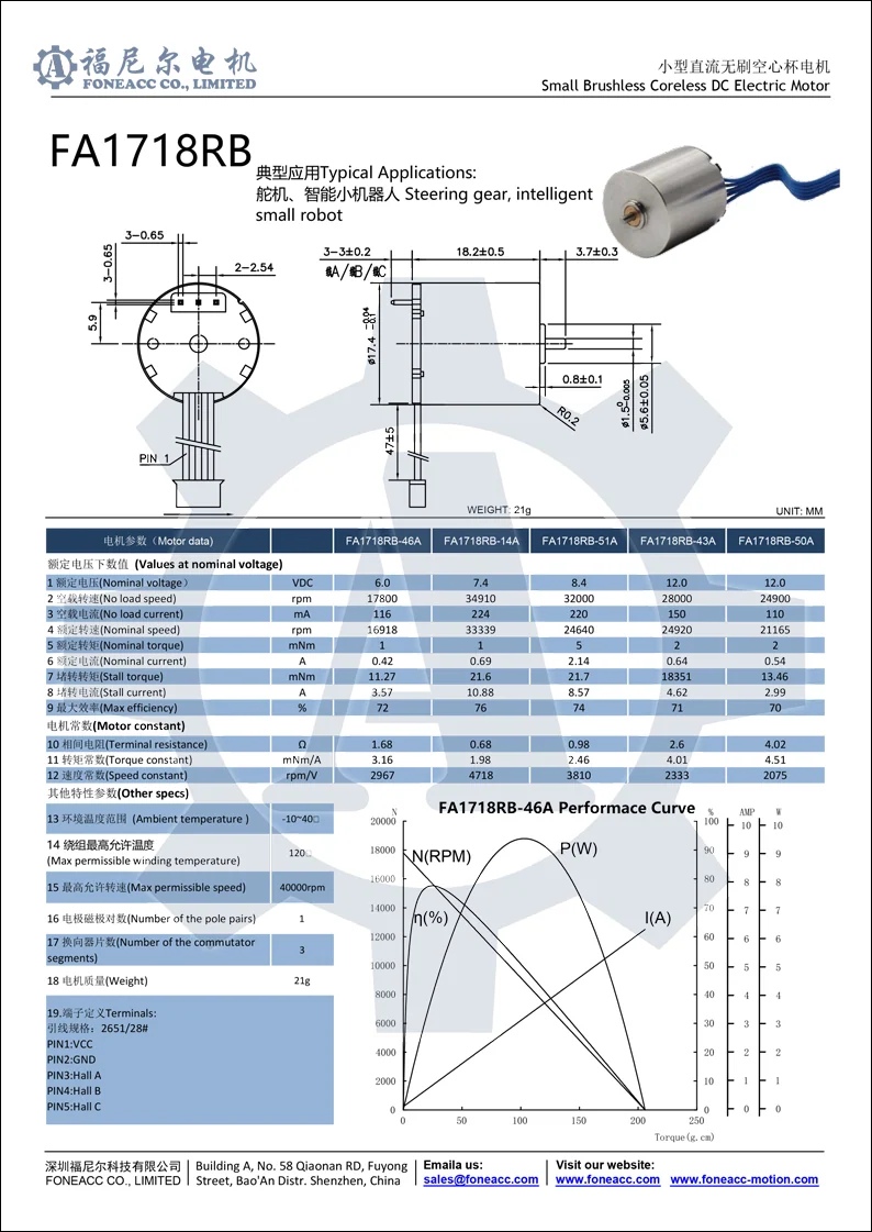 1718rb micro coreless brushless dc electric motor