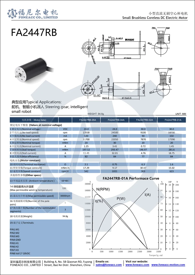 2447rb micro coreless brushless dc electric motor