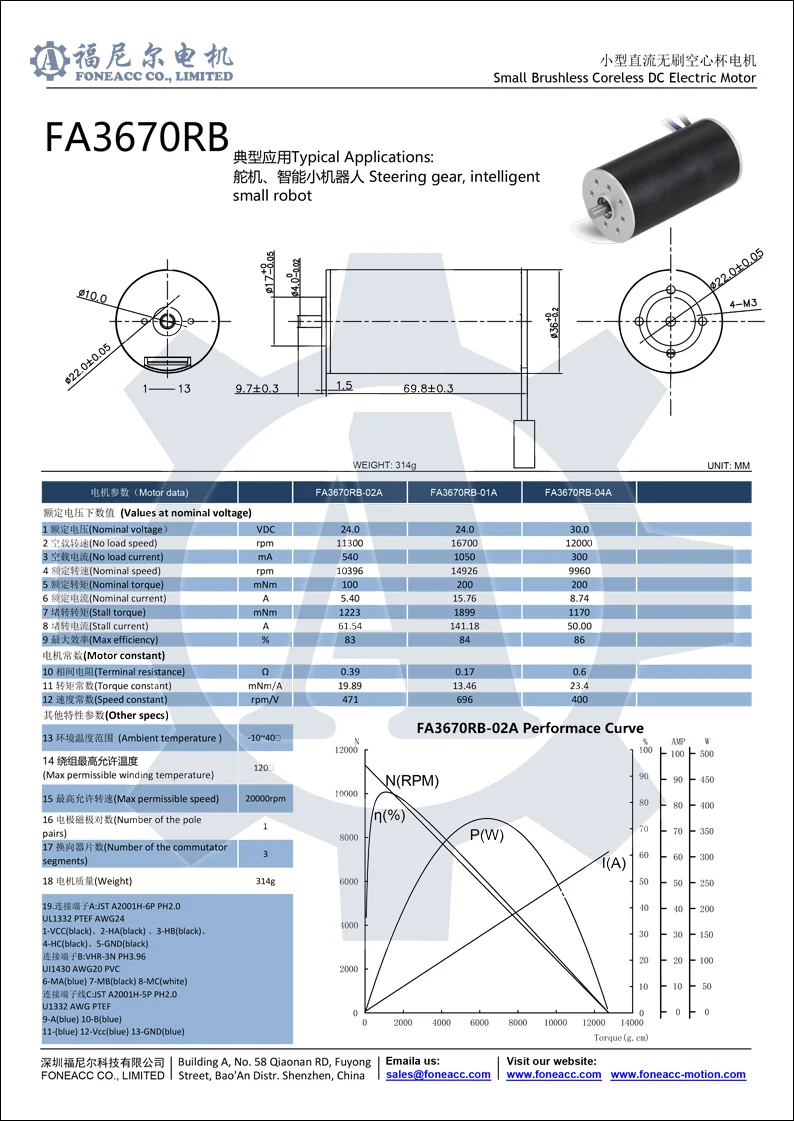 3670rb micro coreless brushless dc electric motor