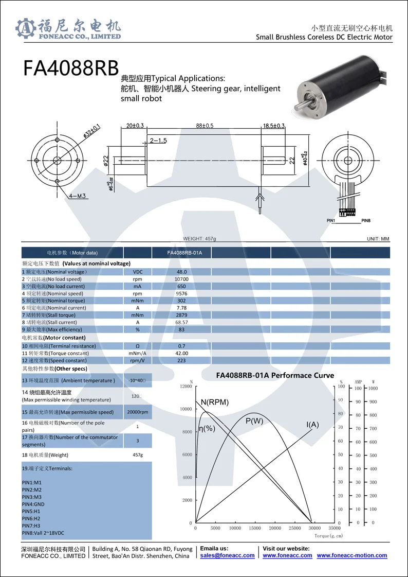 4088rb micro coreless brushless dc electric motor