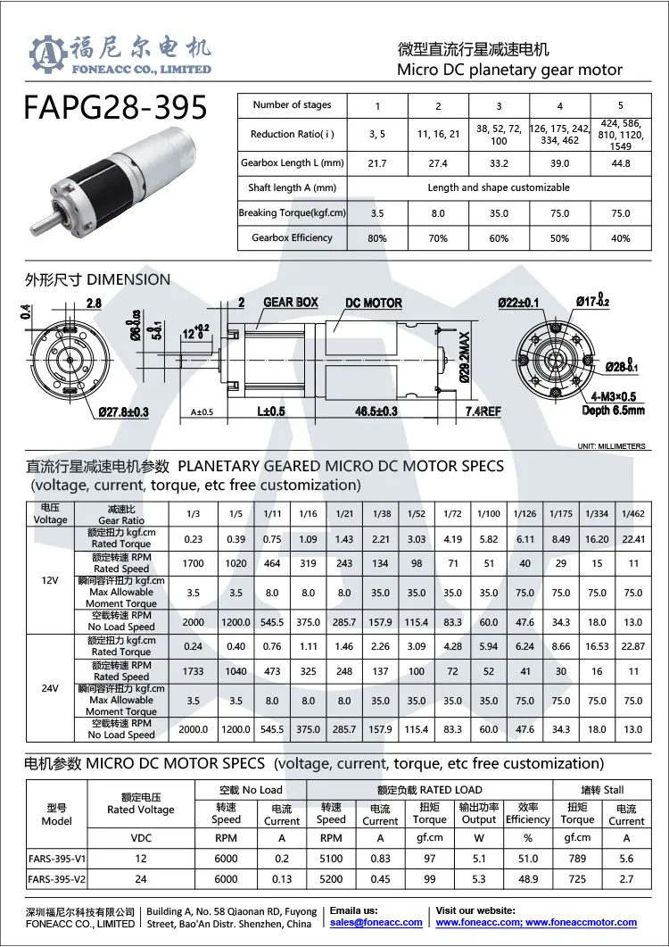 PG28-395 planetary gearbox dc electric motor